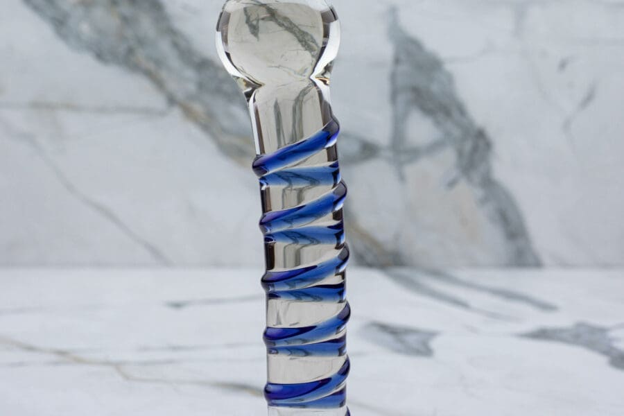 Gläs - Blue Spiral Glazen Dildo - Afbeelding 3