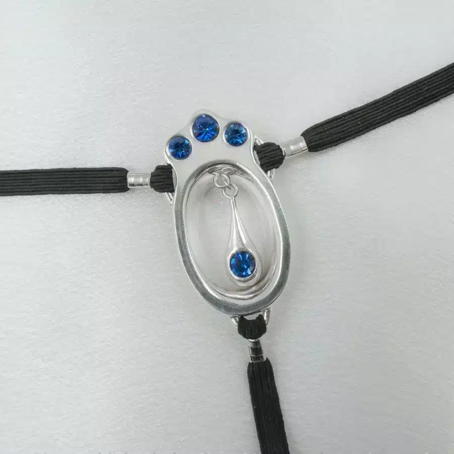 Sylvie Monthulé - Clit Sieraad Blue Crystal Pearl | Zilver