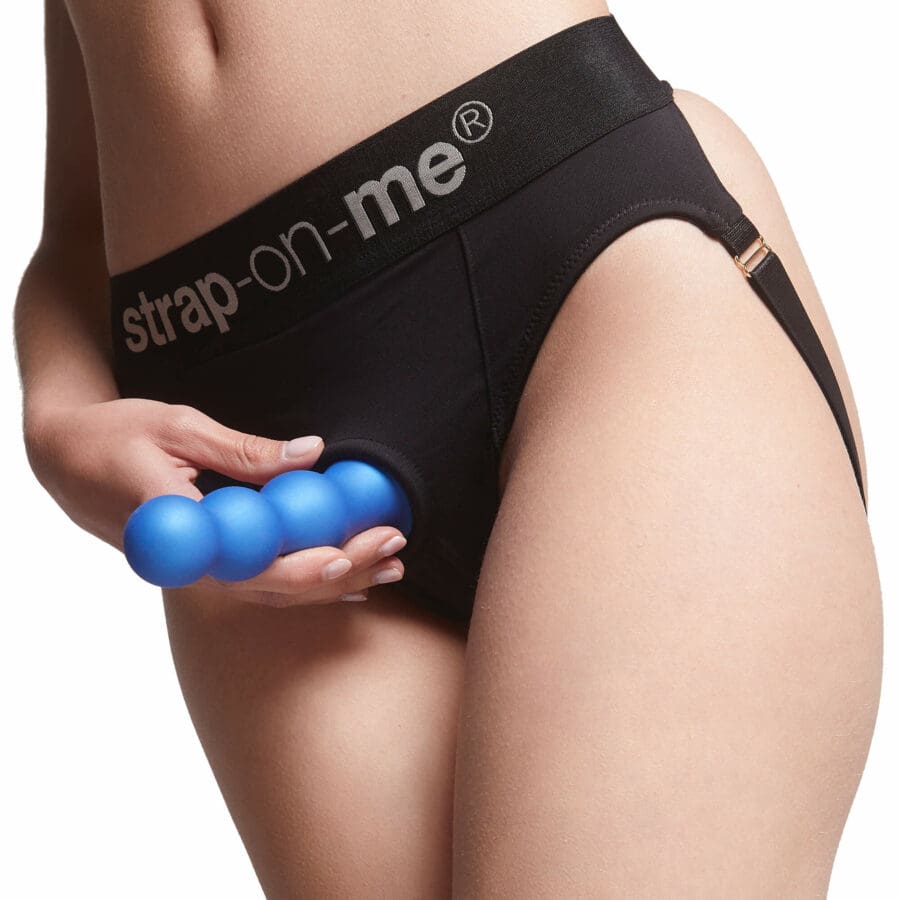 Strap On Me Dildo Plug Balls Metallic Blauw 3