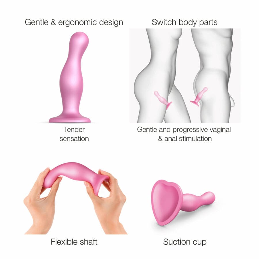Strap On Me Dildo Plug Curvy Metallic Roze 3