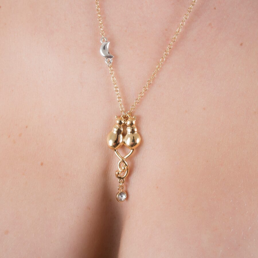 Sylvie Monthulé - Halsketting Entwined Cats | Goud