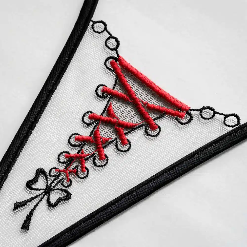 Lucky Cheeks | Onder de Dirndl - Mini G-string - Zwart/Rood - Afbeelding 3