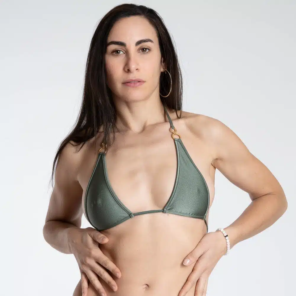 Lucky Cheeks | Olive Green Glamour - Micro Bikini Triangle Top - Groen