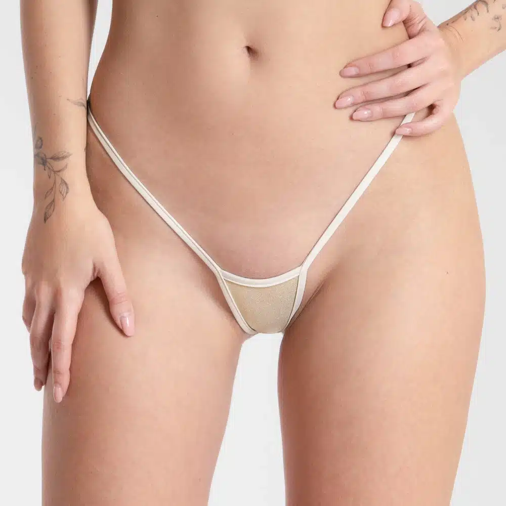 Lucky Cheeks | Shimmering Gold in Champagne - Bikini Micro T-String